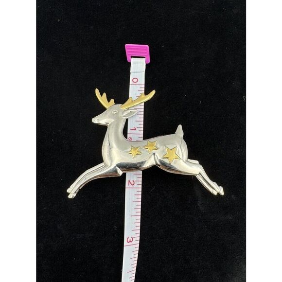 Vintage Hallmark Christmas‎ Holiday Reindeer Brooch Gold and Silver Toned Pin - Picture 6 of 6